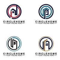 disegno dell'illustrazione di vettore del simbolo del logo di concetto del cerchio domestico