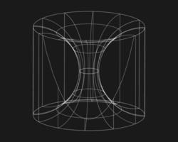 forma cyber distorta, elemento di design retrò punk. forma della geometria dell'onda wireframe su sfondo nero. illustrazione vettoriale. vettore