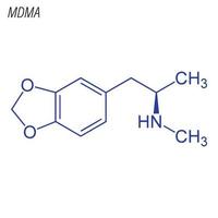 formula scheletrica vettoriale di mdma. molecola chimica del farmaco.