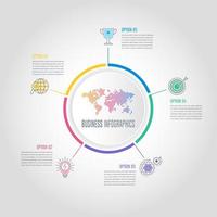 concetto di business design infografico con 5 opzioni, parti o processi. vettore