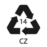 simbolo di riciclaggio della batteria 14 cz . illustrazione vettoriale