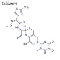 formula scheletrica vettoriale di ceftriaxone. molecola chimica del farmaco.