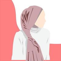 illustrazione in stile piatto di una bella donna musulmana che indossa l'hijab vettore