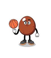 illustrazione di uovo di cioccolato come giocatore di basket vettore