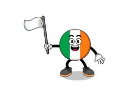 illustrazione del fumetto della bandiera dell'Irlanda che tiene una bandiera bianca vettore