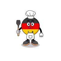illustrazione della mascotte dello chef bandiera germania vettore