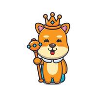 carino shiba inu cane re cartone animato illustrazione vettoriale