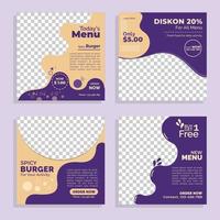 progettazione del modello di banner promozionale per ristorante o bar. banner di social media di cibo vettore