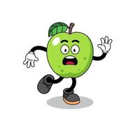 illustrazione della mascotte della mela verde scivolante vettore