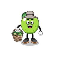 illustrazione del personaggio di mela verde come erborista vettore