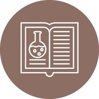 icona di sfondo del cerchio della linea del libro aperto di chimica vettore