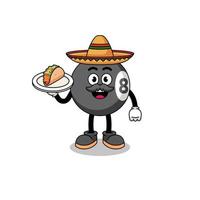 personaggio dei cartoni animati di palla da biliardo come chef messicano vettore