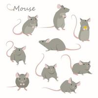 Set di caratteri del mouse carino. vettore