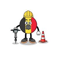 personaggio dei cartoni animati della bandiera del Belgio che lavora alla costruzione di strade vettore