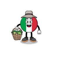 illustrazione del personaggio della bandiera dell'italia come erborista vettore