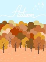Albero variopinto e chiaro cielo sulla stagione di autunno. vettore