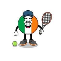 illustrazione della bandiera dell'Irlanda come giocatore di tennis vettore