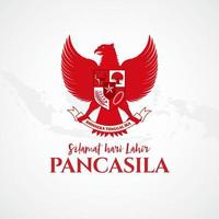 illustrazione vettoriale. selamat hari lahir pancasila. traduzione buon giorno pancasila. vettore