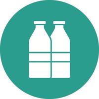 icona dello sfondo del cerchio del glifo delle bottiglie di latte vettore