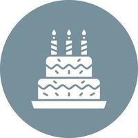 icona della priorità bassa del cerchio del glifo della torta di compleanno vettore