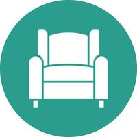icona del fondo del cerchio del glifo del divano del cinema vettore