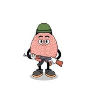 cartone animato di cervello soldato vettore