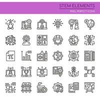 Insieme di elementi STEM linea sottile in bianco e nero vettore