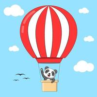 illustrazione del panda carino in mongolfiera vettore