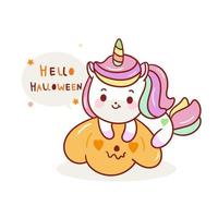 Unicorno carino per il fumetto di halloween vettore