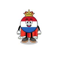 illustrazione della mascotte del re della bandiera dei Paesi Bassi vettore