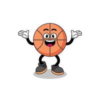 cartone animato di basket che cerca con gesto felice vettore