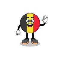 fumetto della bandiera del Belgio che fa il gesto della mano dell'onda vettore