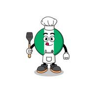 illustrazione della mascotte dello chef bandiera nigeria vettore