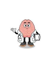 mascotte dei cartoni animati del dottore del cervello vettore