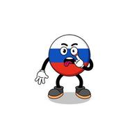 illustrazione del personaggio della bandiera della russia con la lingua fuori vettore