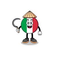 illustrazione della bandiera dell'italia come agricoltore asiatico vettore