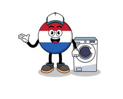illustrazione della bandiera dei Paesi Bassi come un uomo della lavanderia vettore