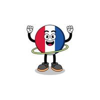 illustrazione del personaggio della bandiera della Francia che gioca a hula hoop vettore