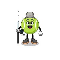 illustrazione della mascotte del pescatore di palline da tennis vettore