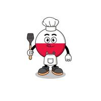 illustrazione della mascotte dello chef della bandiera della Polonia vettore