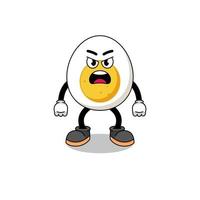 illustrazione del fumetto dell'uovo sodo con l'espressione arrabbiata vettore
