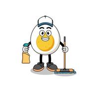 personaggio mascotte di uovo sodo come servizi di pulizia vettore