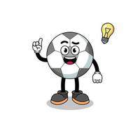 cartone animato di pallone da calcio con posa di un'idea vettore