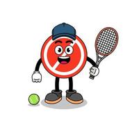 illustrazione del segnale di stop come un giocatore di tennis vettore