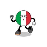 illustrazione della mascotte della bandiera dell'italia in esecuzione vettore