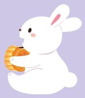 il coniglio mangia la torta della luna vettore