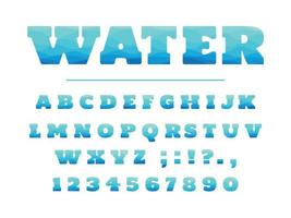 carattere moderno e vivace. lettere e numeri stilizzati. per intestazione di brochure, poster, design di volantini. acqua vettore