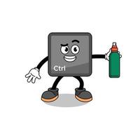 illustrazione del pulsante di controllo della tastiera cartone animato che tiene un repellente per zanzare vettore