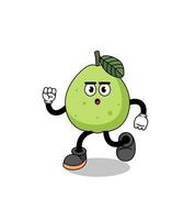 illustrazione della mascotte di guava in esecuzione vettore