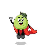 cartone animato di guava con il supereroe volante vettore